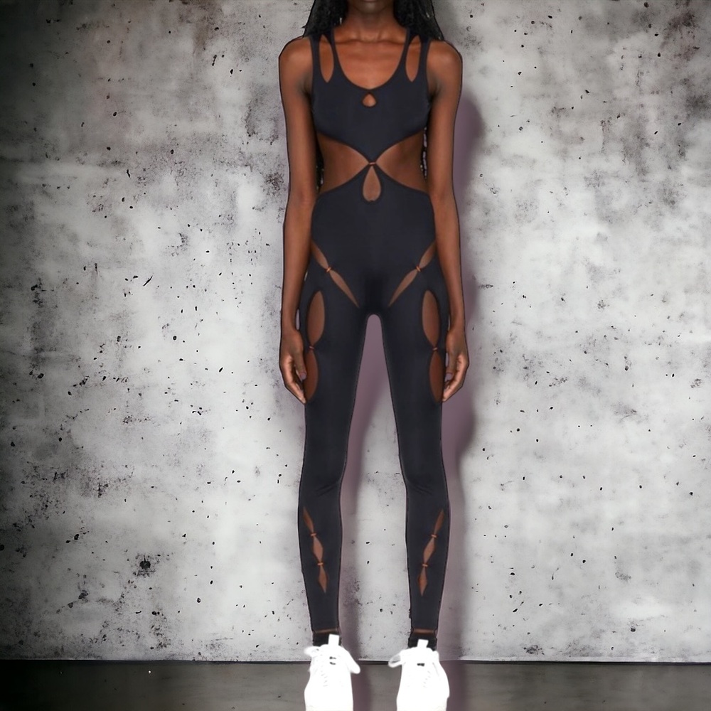 RUi Black Cutout Bodysuit Pants Jumpsuit - NWOT